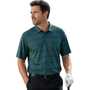 Nike Golf Polo Shirt Mens XXL Green Striped Dri-Fit Performance Short Sleeve‎